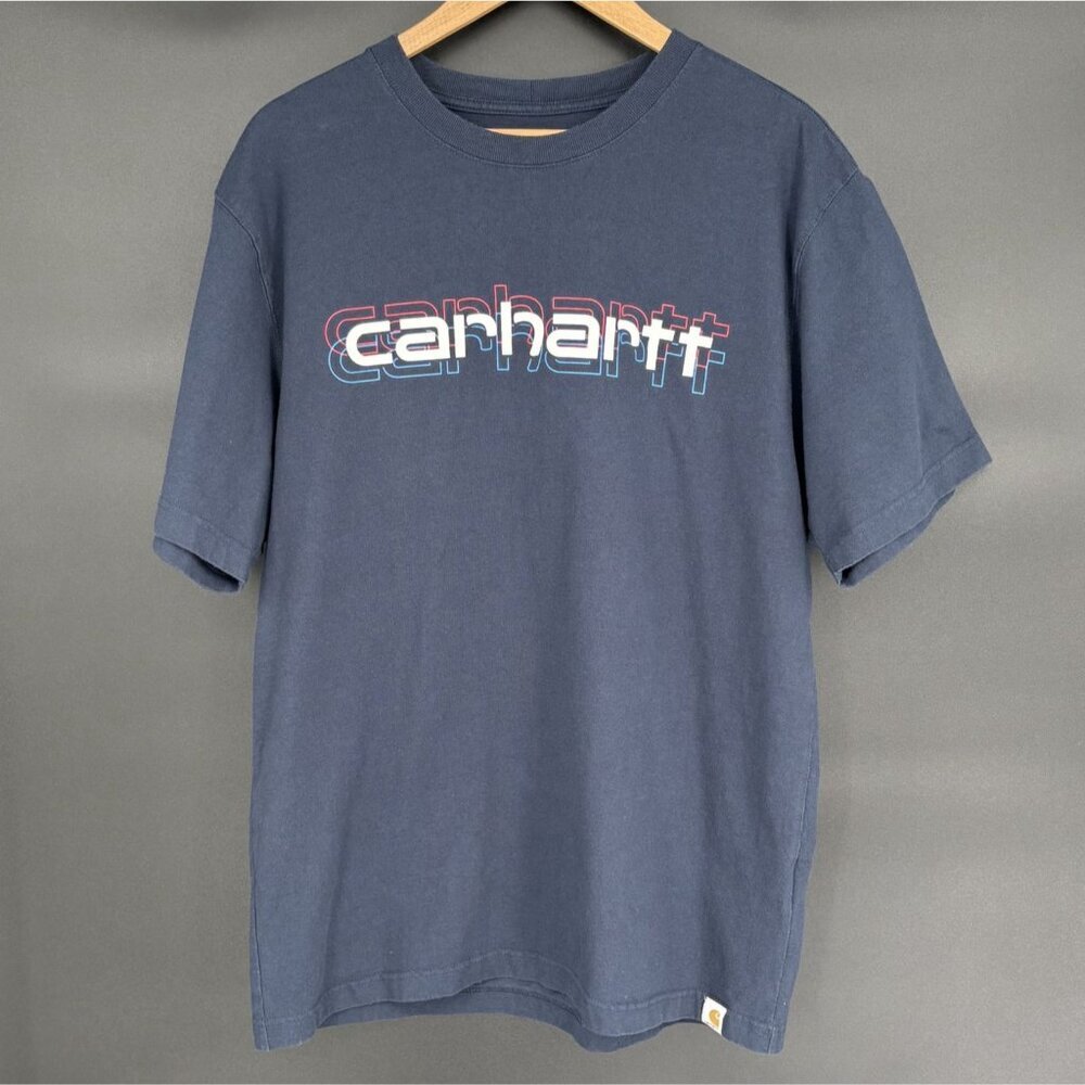 Carhartt Men's Loose Fit Logo Graphic T-Shirt Size M Navy Blue 100% Cotton